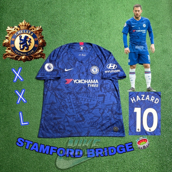 Nike Chelsea FC Eden Hazard #10 2019/2020 Home Blue Jersey EPL Patch Rare XXL